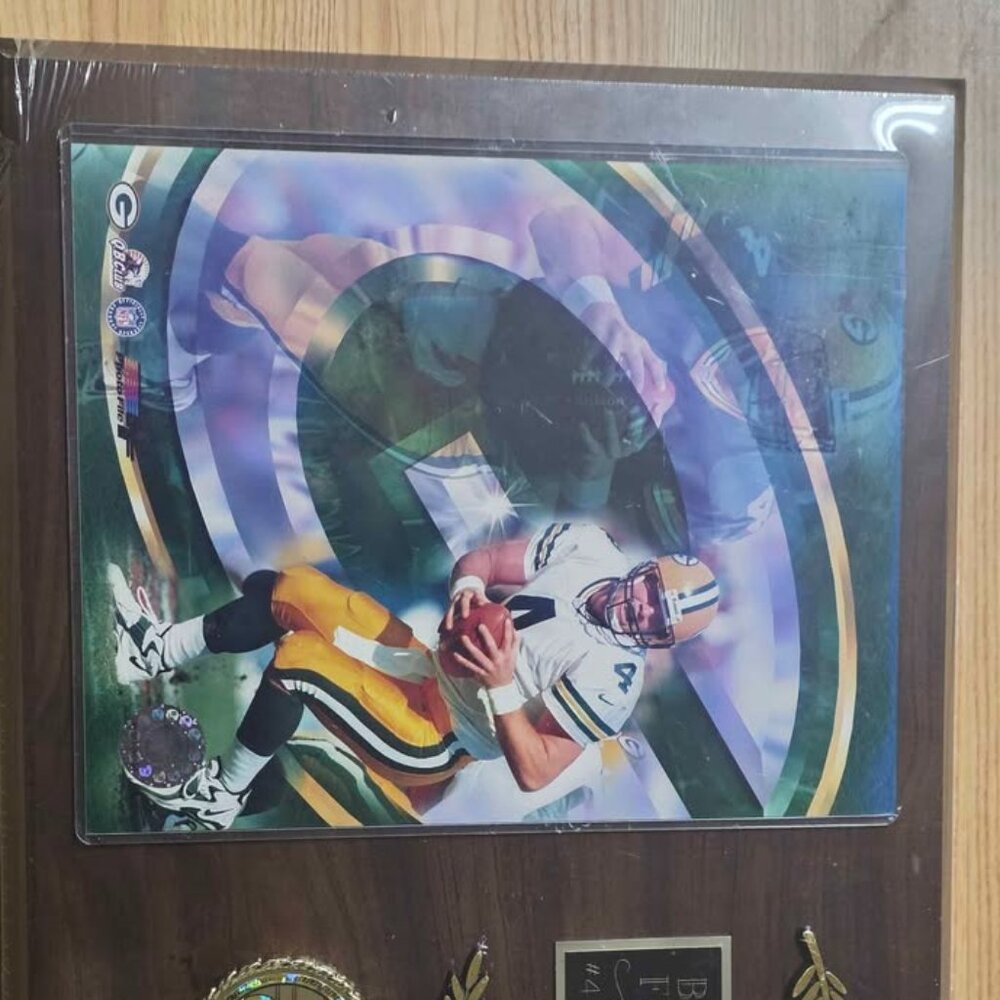 Vintage Brett Favre Green Bay Packers Photo Plaque"